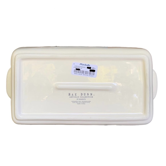 Rae Dunn STUFFED Baking Dish Pan White Black Large Letters Dimples NWT 2017 OG - Picture 4 of 16